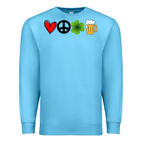 Ocean Blue Funny St Patricks Day Love Peace Clover and Beer Premium Sweatshirt - Bettercallsaul
