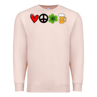 Pale Pink Funny St Patricks Day Love Peace Clover and Beer Premium Sweatshirt - Bettercallsaul