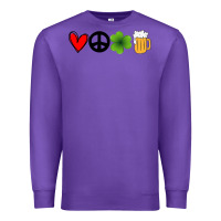 Purple Funny St Patricks Day Love Peace Clover and Beer Premium Sweatshirt - Bettercallsaul