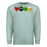 Seafoam Funny St Patricks Day Love Peace Clover and Beer Premium Sweatshirt - Bettercallsaul