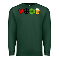 Sports Green Funny St Patricks Day Love Peace Clover and Beer Premium Sweatshirt - Bettercallsaul