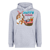 Heather Grey Happy Easter Bunny And Egg Basket Heavyweight Hoodie - RanaPortraitStore