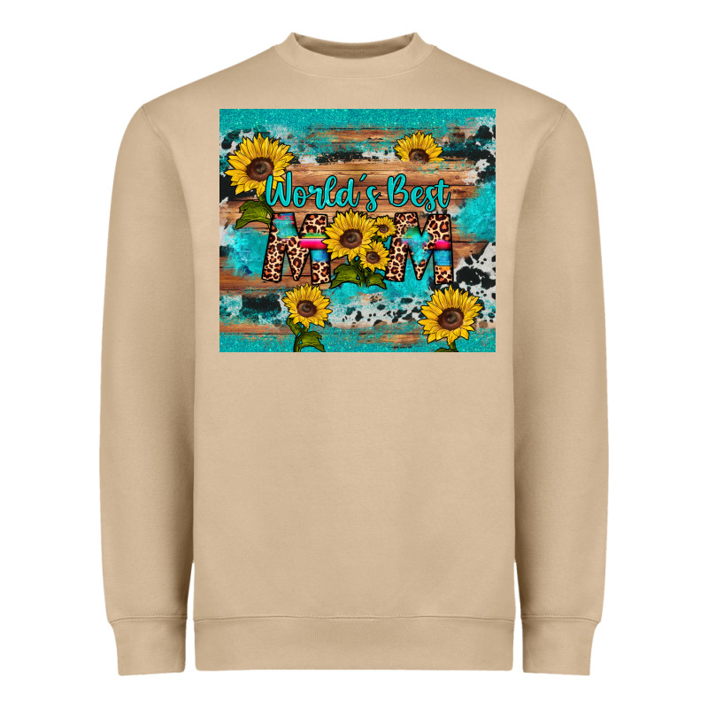 World's Best Mom Sunflower Leopard Cowhide Heavyweight Sweatshirt by Artiststas | Teevron