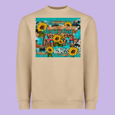 World's Best Mom Sunflower Leopard Cowhide Heavyweight Sweatshirt Designed By Artiststas