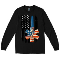 Black ems american flag Long Sleeve Tee - MaliasSmallBusiness