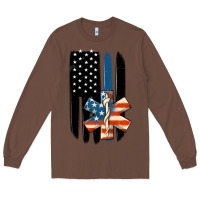 Chestnut ems american flag Long Sleeve Tee - MaliasSmallBusiness