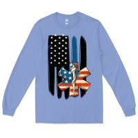 Colony Blue ems american flag Long Sleeve Tee - MaliasSmallBusiness