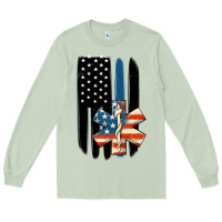 Matcha ems american flag Long Sleeve Tee - MaliasSmallBusiness