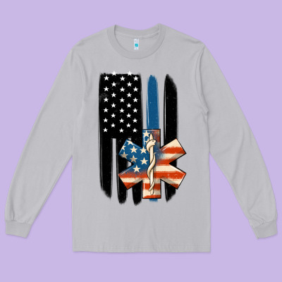 Ems American Flag Long Sleeve Tee Designed By Maliassmallbusiness