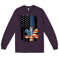 Plum ems american flag Long Sleeve Tee - MaliasSmallBusiness
