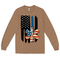 Toasted Coconut ems american flag Long Sleeve Tee - MaliasSmallBusiness