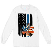 White ems american flag Long Sleeve Tee - MaliasSmallBusiness