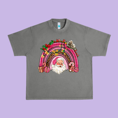 Pink Christmas Rainbow Urban Heavy Tee Designed By Adodesignshop