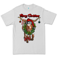 Dove Grey merry christmas longhorn cow Premium Tee - RanaPortraitStore