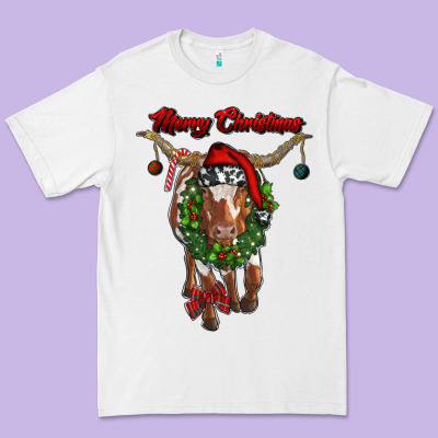 Merry Christmas Longhorn Cow Premium Tee Designed By Ranaportraitstore