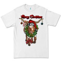 White merry christmas longhorn cow Premium Tee - RanaPortraitStore