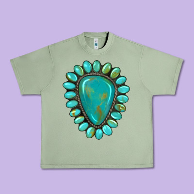 Western Gemstone Turquoise Urban Heavy Tee Designed By Artiststas