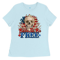 Baby Blue born to be free skeleton Ladies Tee - Zillion Design Studio