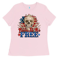 Bubblegum Pink born to be free skeleton Ladies Tee - Zillion Design Studio