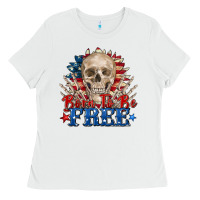 White born to be free skeleton Ladies Tee - Zillion Design Studio