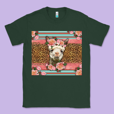 Llama And Roses Glitter Classic Tee Designed By Lillyallendesigns