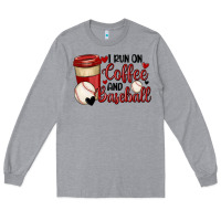 Heather Grey i run on coffee and baseball Long Sleeve Tee - MaliasSmallBusiness