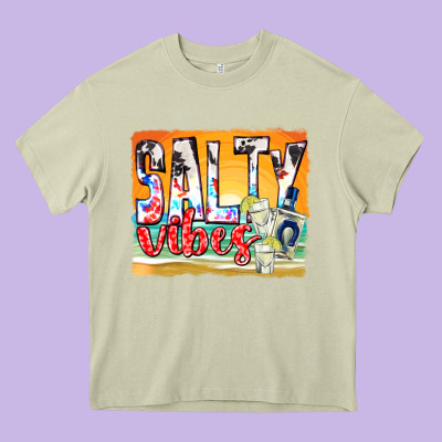 Salty Vibes Heavy Core Tee Designed By Texasbilliewilder