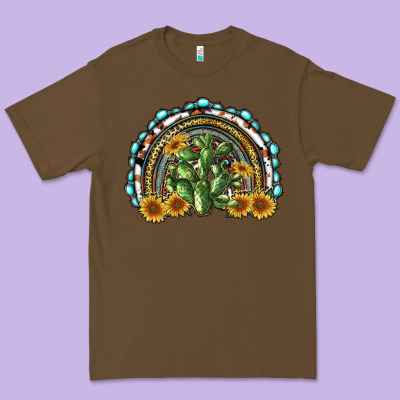 Western Rainbow With Cactus Premium Tee Designed By Ranaportraitstore