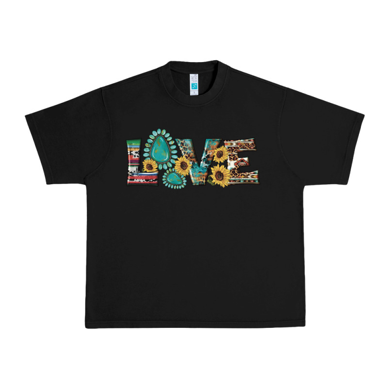 Western Gemstone Sunflowers Serape Leopard Turquoise Love Urban Heavy Tee by Artiststas | Teevron