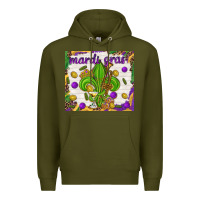 Army Green Mardi Gras fleur de lis Premium Hoodie - NancyCooperArtShop