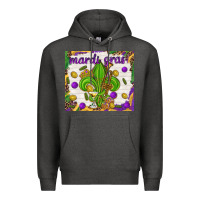 Charcoal Heather Mardi Gras fleur de lis Premium Hoodie - NancyCooperArtShop
