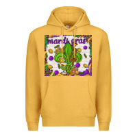 Mustard Mardi Gras fleur de lis Premium Hoodie - NancyCooperArtShop