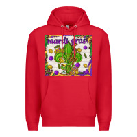 Red Mardi Gras fleur de lis Premium Hoodie - NancyCooperArtShop