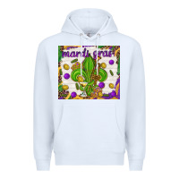 White Mardi Gras fleur de lis Premium Hoodie - NancyCooperArtShop