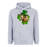 Heather Grey st. patrick's day goat clovers and leprechaun hat Heavyweight Hoodie - RanaPortraitStore
