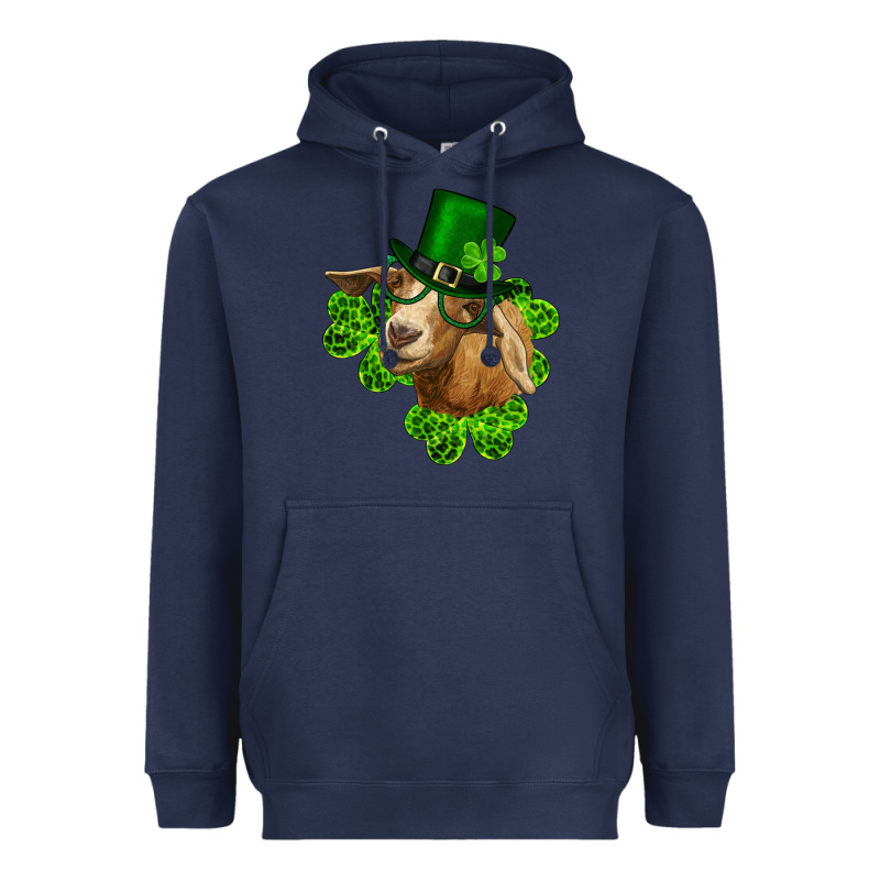 St. Patrick's Day Goat Clovers And Leprechaun Hat Heavyweight Hoodie by RanaPortraitStore | Teevron
