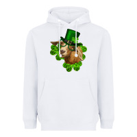 White st. patrick's day goat clovers and leprechaun hat Heavyweight Hoodie - RanaPortraitStore