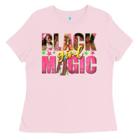 Bubblegum Pink black girl magic with afro black women Ladies Tee - texasbilliewilder
