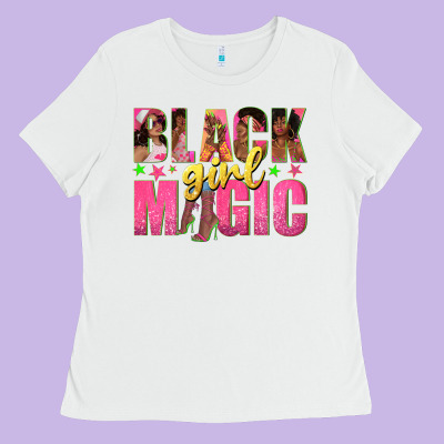 Ladies Tee black girl magic with afro black women