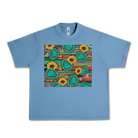 Pebble Blue western gemstone sunflowers serape cowhide glitter wooden Urban Heavy Tee - Artiststas