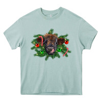 Arona Christmas highland calf Heavy Core Tee - RanaPortraitStore