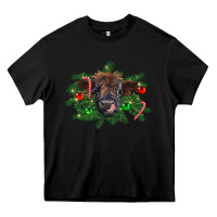 Black Christmas highland calf Heavy Core Tee - RanaPortraitStore