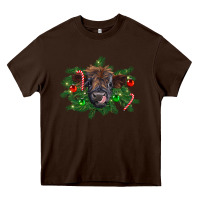 Chocolate Brown Christmas highland calf Heavy Core Tee - RanaPortraitStore