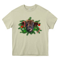 Mossy Christmas highland calf Heavy Core Tee - RanaPortraitStore