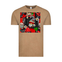 Vintage Coffee ladybug gnomes seamless pattern Vintage Tee - BundleAndBundleShop