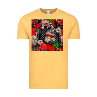 Vintage Mustard ladybug gnomes seamless pattern Vintage Tee - BundleAndBundleShop