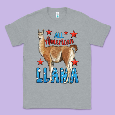 All American Llama Classic Tee Designed By Lillyallendesigns