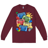 Burgundy autism cassette tapes Long Sleeve Tee - MaliasSmallBusiness