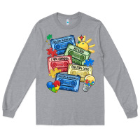 Heather Grey autism cassette tapes Long Sleeve Tee - MaliasSmallBusiness