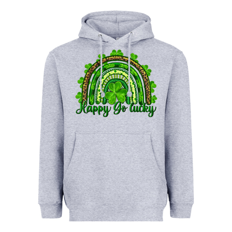 Saint Patricks Day Happy Go Lucky Rainbow Heavyweight Hoodie by RanaPortraitStore | Teevron